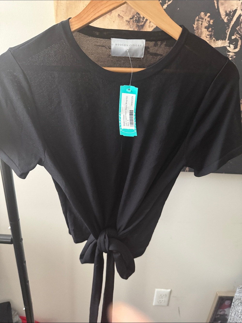 Modern Citizen Black Short-Sleeve Tie-Front Top